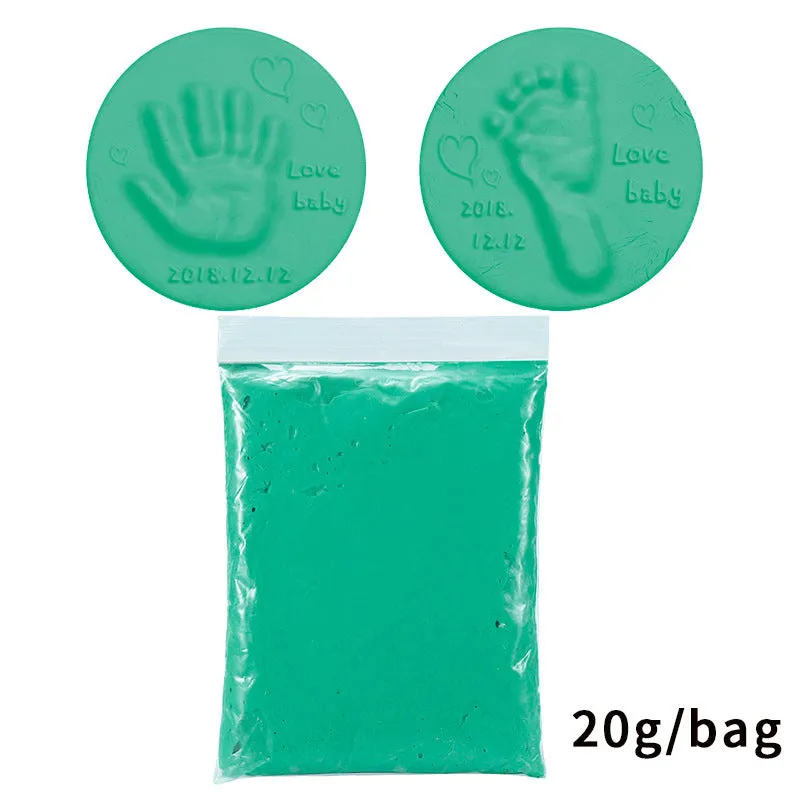 Baby handprint footprint clay kit with 20g soft non-toxic moulding paste in multiple colours