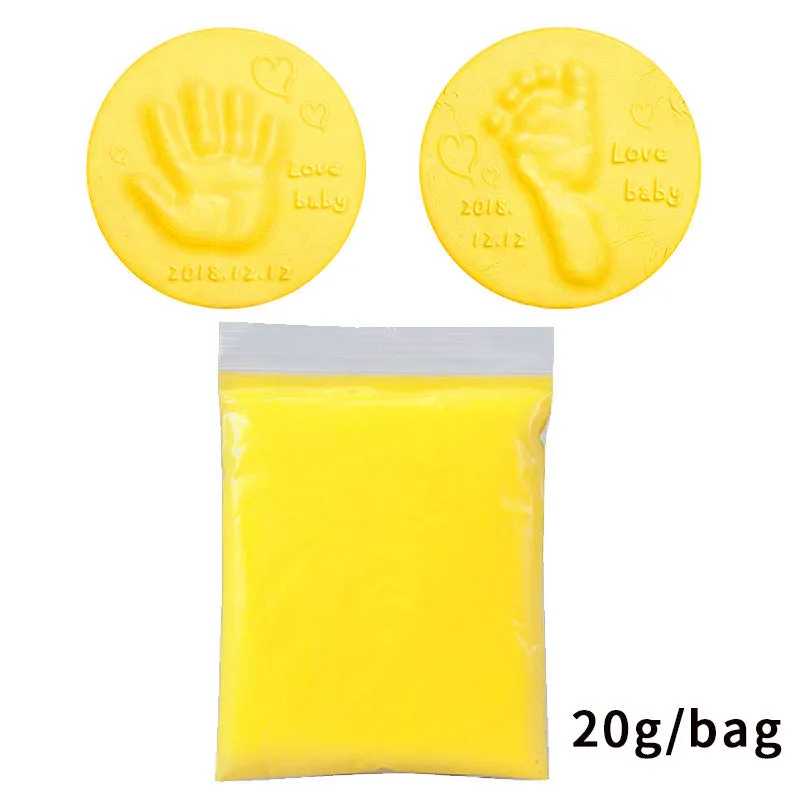 Baby handprint footprint clay kit with 20g soft non-toxic moulding paste in multiple colours