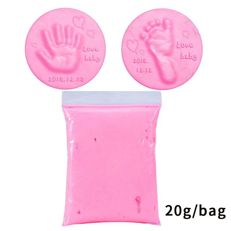 Baby handprint footprint clay kit with 20g soft non-toxic moulding paste in multiple colours