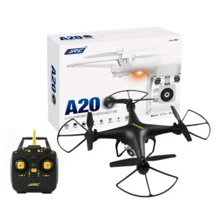 JJRC A20 quadcopter drone in black with 200W camera, plastic body, and 4-channel remote control handle