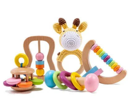 Wooden teether gift box for babies 3 months old with elephant, rabbit, and giraffe design options