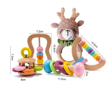 Wooden teether gift box for babies 3 months old with elephant, rabbit, and giraffe design options