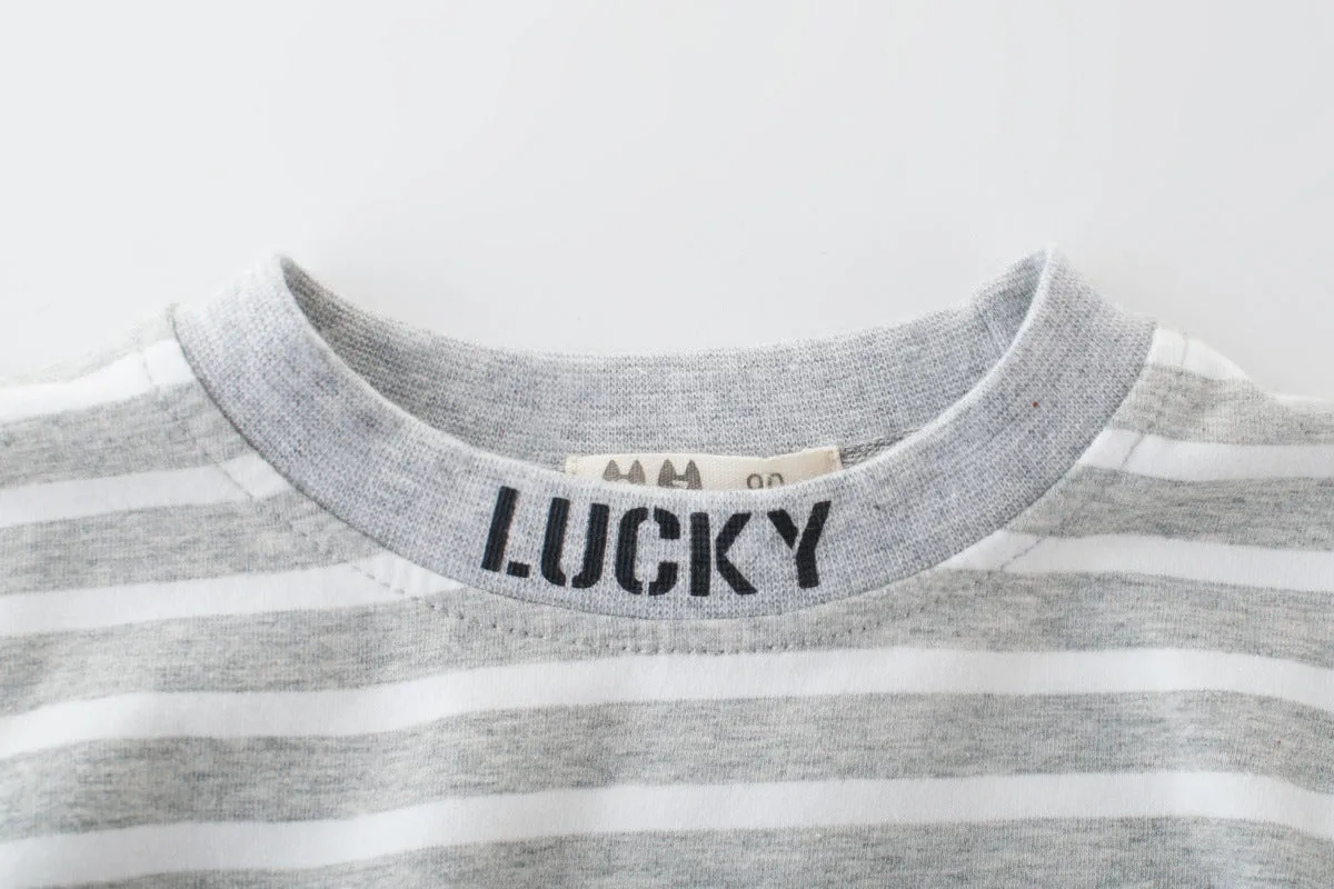 Baby striped cotton long sleeve shirt in blue, sizes 90-140cm