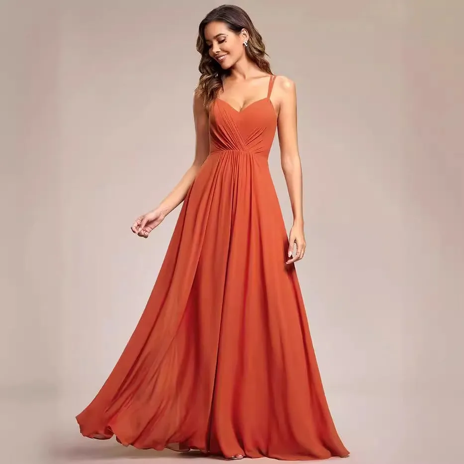 Women's sleeveless A-line long dress with pleated skirt detail in solid colour