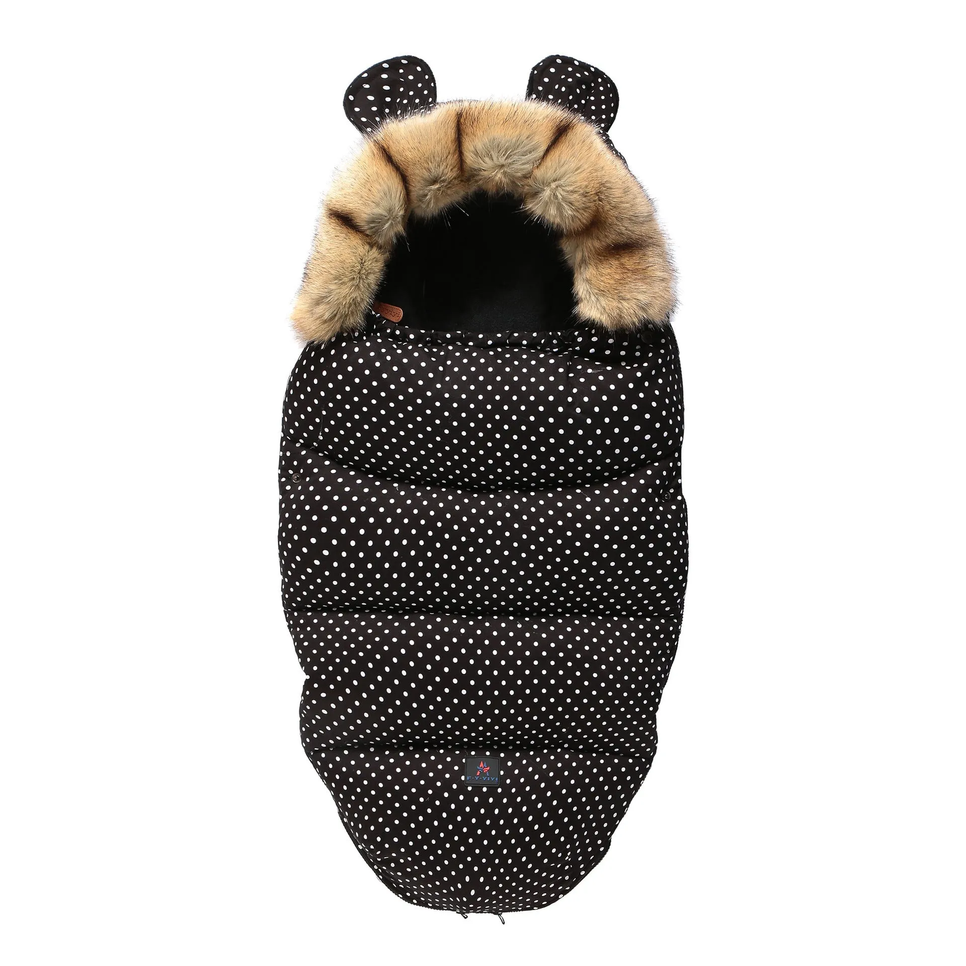 Baby warm cocoon style sleeping bag on a neutral background demonstrating solid colour design with zip closure