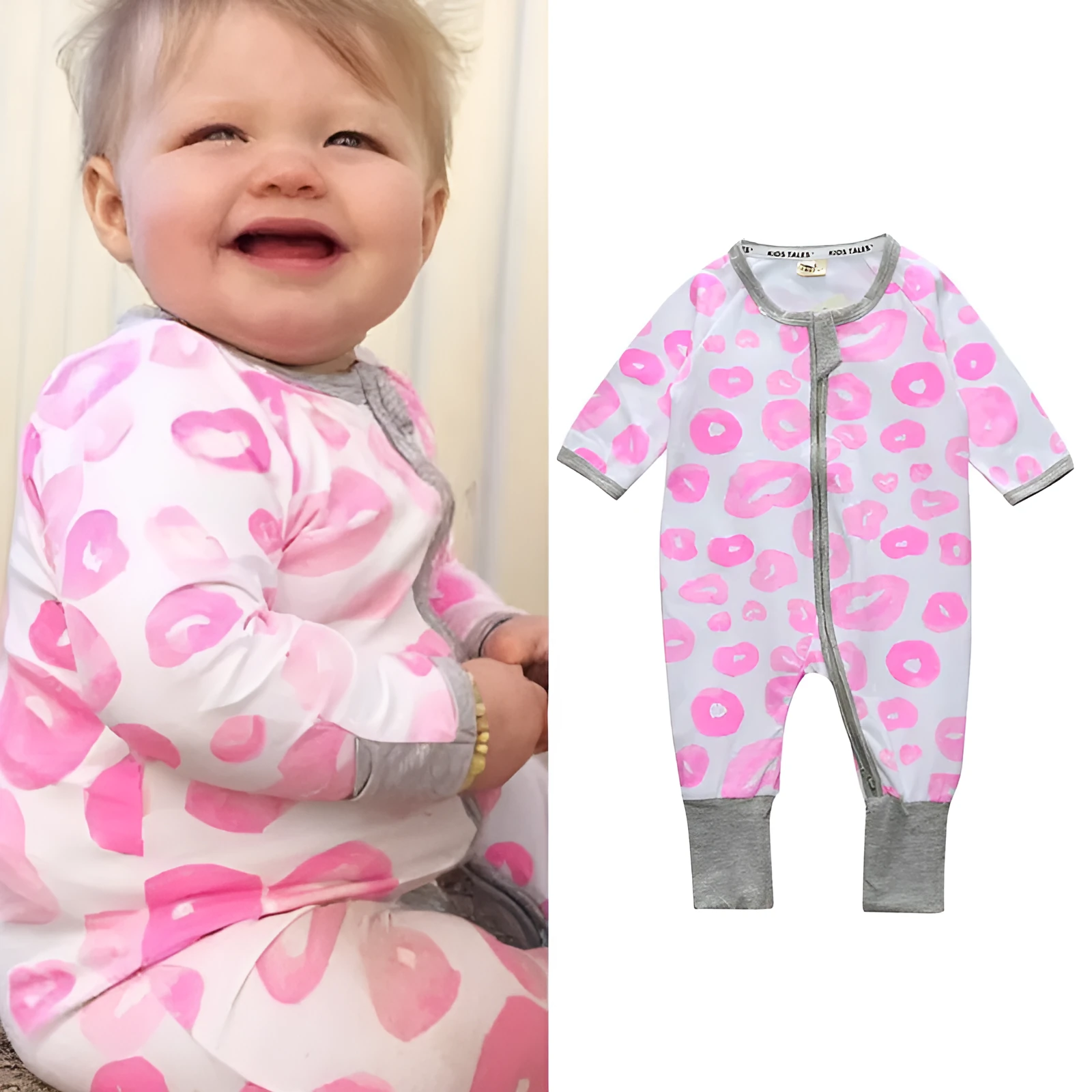 Spring baby onesie with long sleeves and zipper closure in blue pineapple colour for unisex newborn