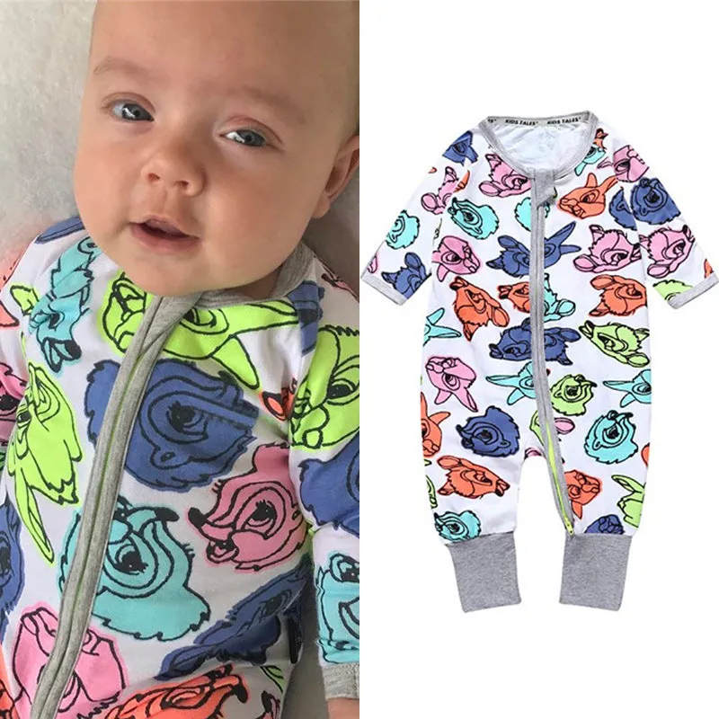 Spring baby onesie with long sleeves and zipper closure in blue pineapple colour for unisex newborn