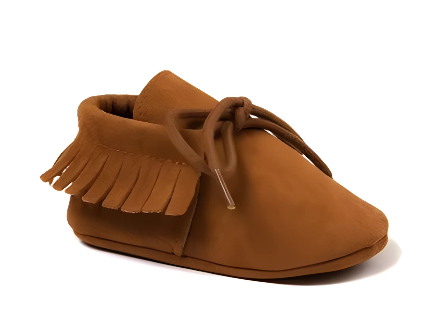 Pair of baby shoes with tassel and polychromatic sanding finish in a colourful pattern on soft sole