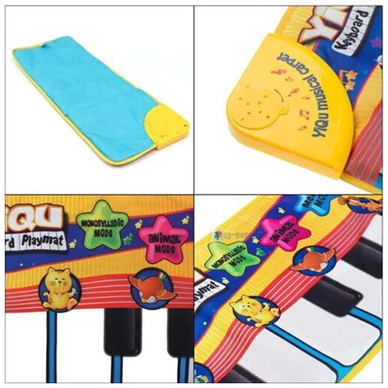 Baby musical piano play mat with colourful shapes and piano placket for kicking
