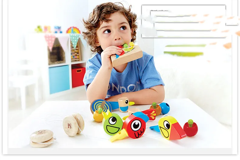 Wooden rainbow pan flute educational toy for baby early music play, beech type, colour box packaging