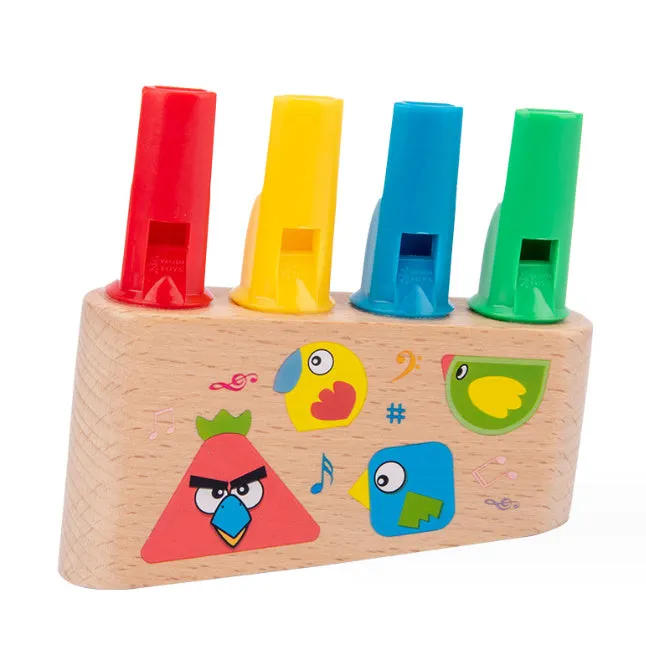 Wooden rainbow pan flute educational toy for baby early music play, beech type, colour box packaging