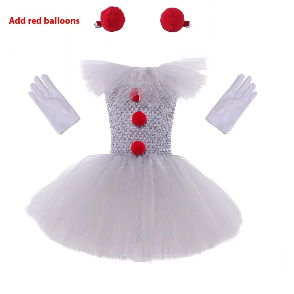Children's mesh princess dress set with lace collar, hairpin, and gloves for Halloween costume, multiple sizes 90-160cm