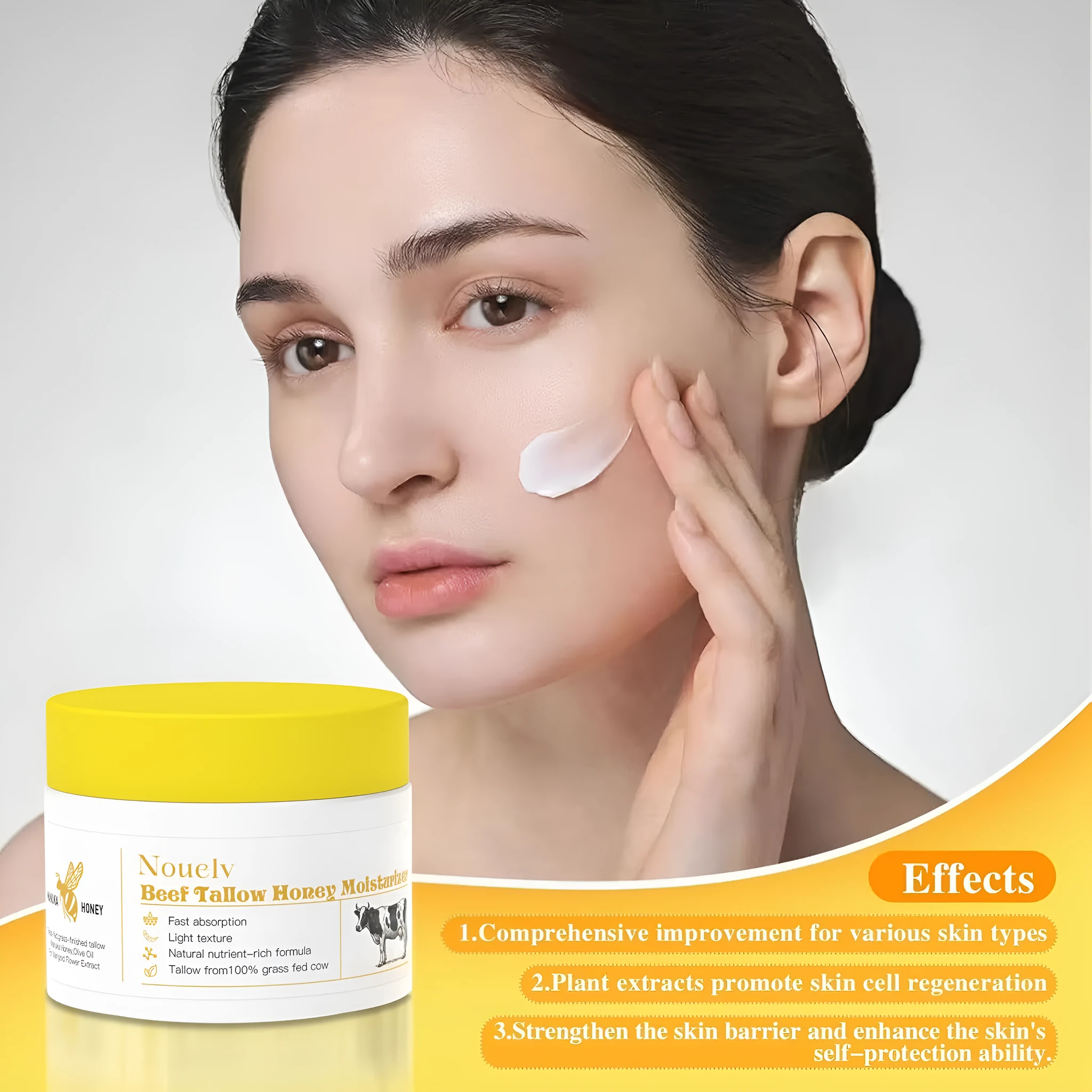 50g jar of honey tallow moisturising cream for dry and combination skin.