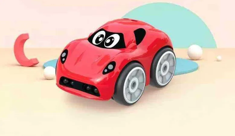 Electric children's toy car with somatosensory remote control, plastic construction, red colour, obstacle avoidance feature