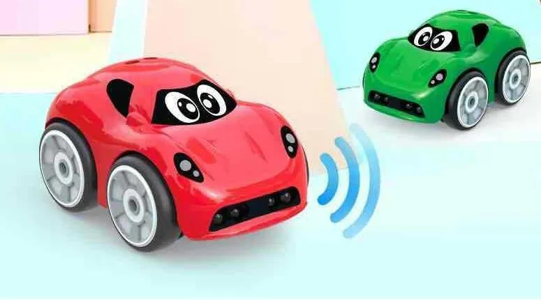 Electric children's toy car with somatosensory remote control, plastic construction, red colour, obstacle avoidance feature