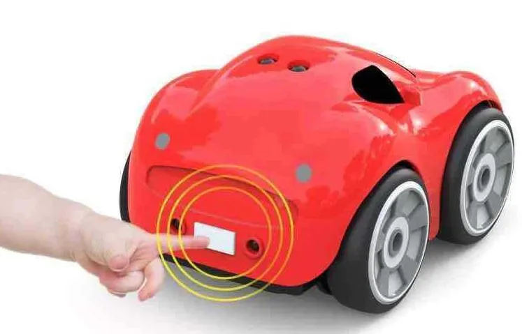 Electric children's toy car with somatosensory remote control, plastic construction, red colour, obstacle avoidance feature
