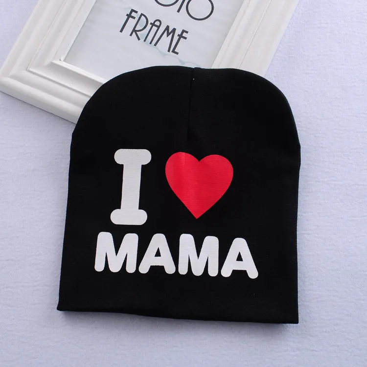 Baby newborn cotton dome hat in grey with Mama letter print, one size, no brim