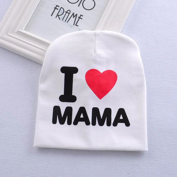 Baby newborn cotton dome hat in grey with Mama letter print, one size, no brim