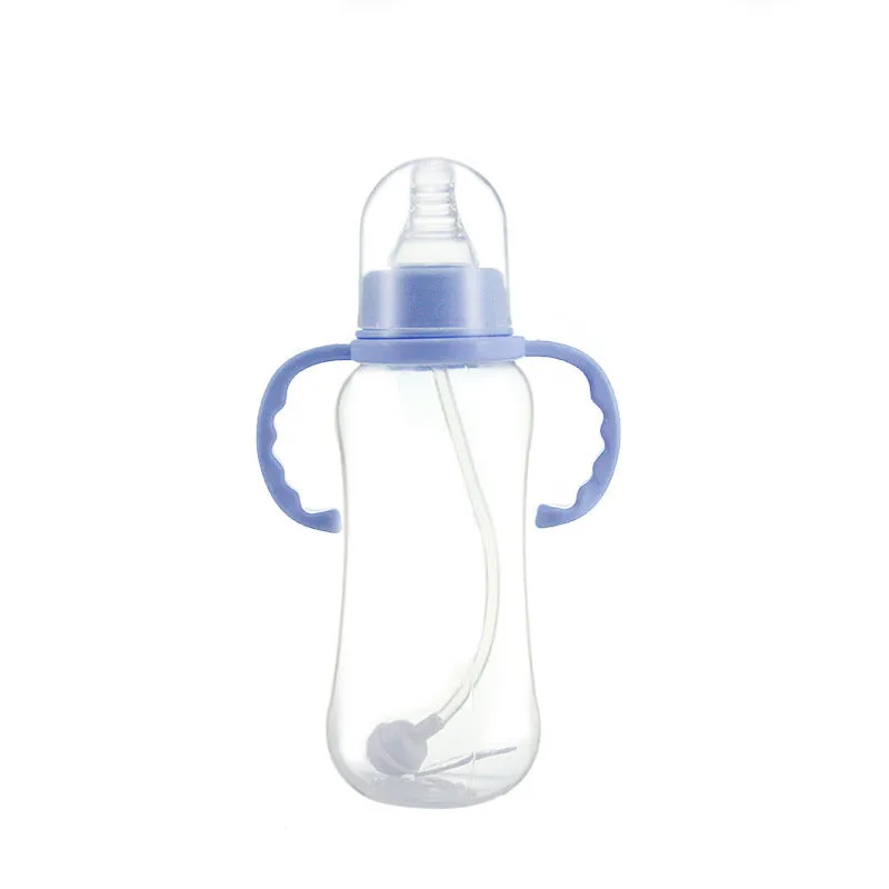 Children's baby standard mouth PP feeding bottle 280mL arc shape in pink, green, and blue colours