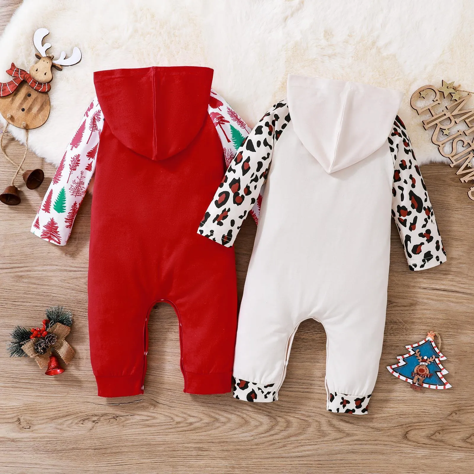 Children's hooded long-sleeve climbing romper in apricot cotton spandex for autumn winter