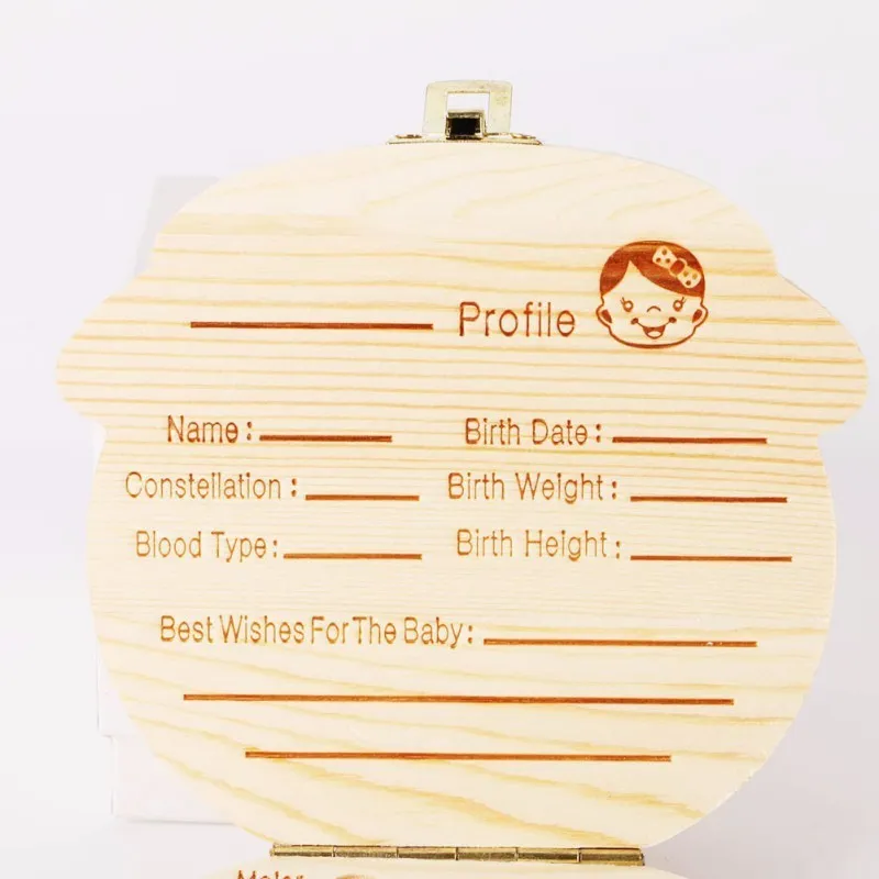 Wooden tooth storage box for babies, 12.5 cm by 11.5 cm, with OPP bag packaging
