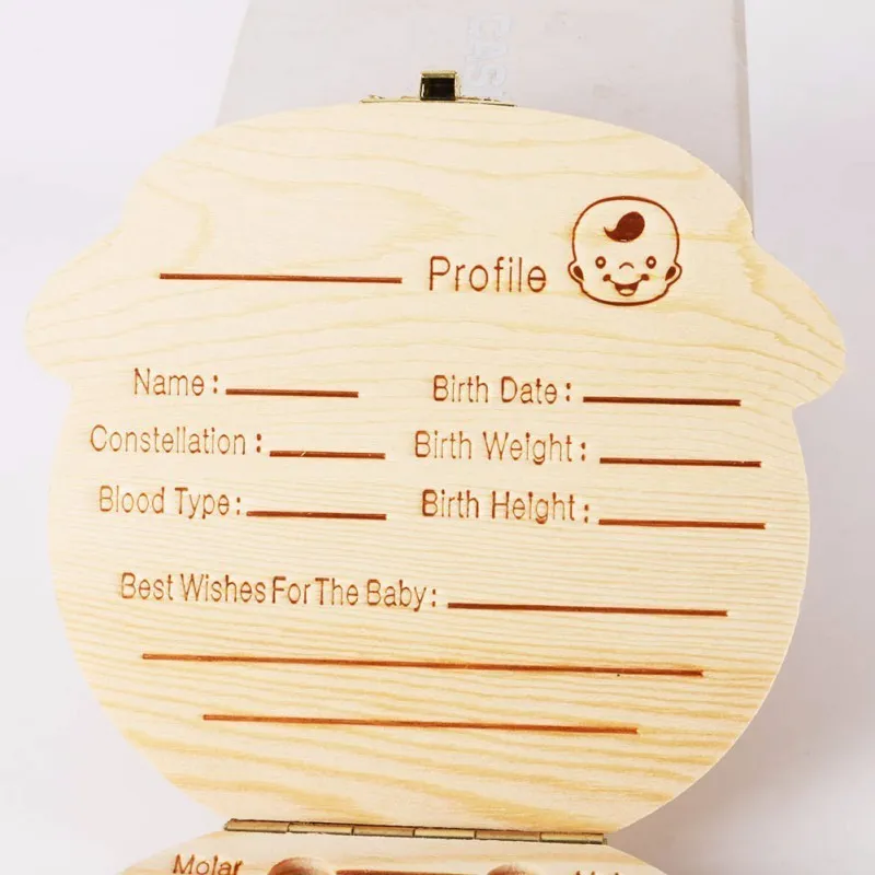 Wooden tooth storage box for babies, 12.5 cm by 11.5 cm, with OPP bag packaging