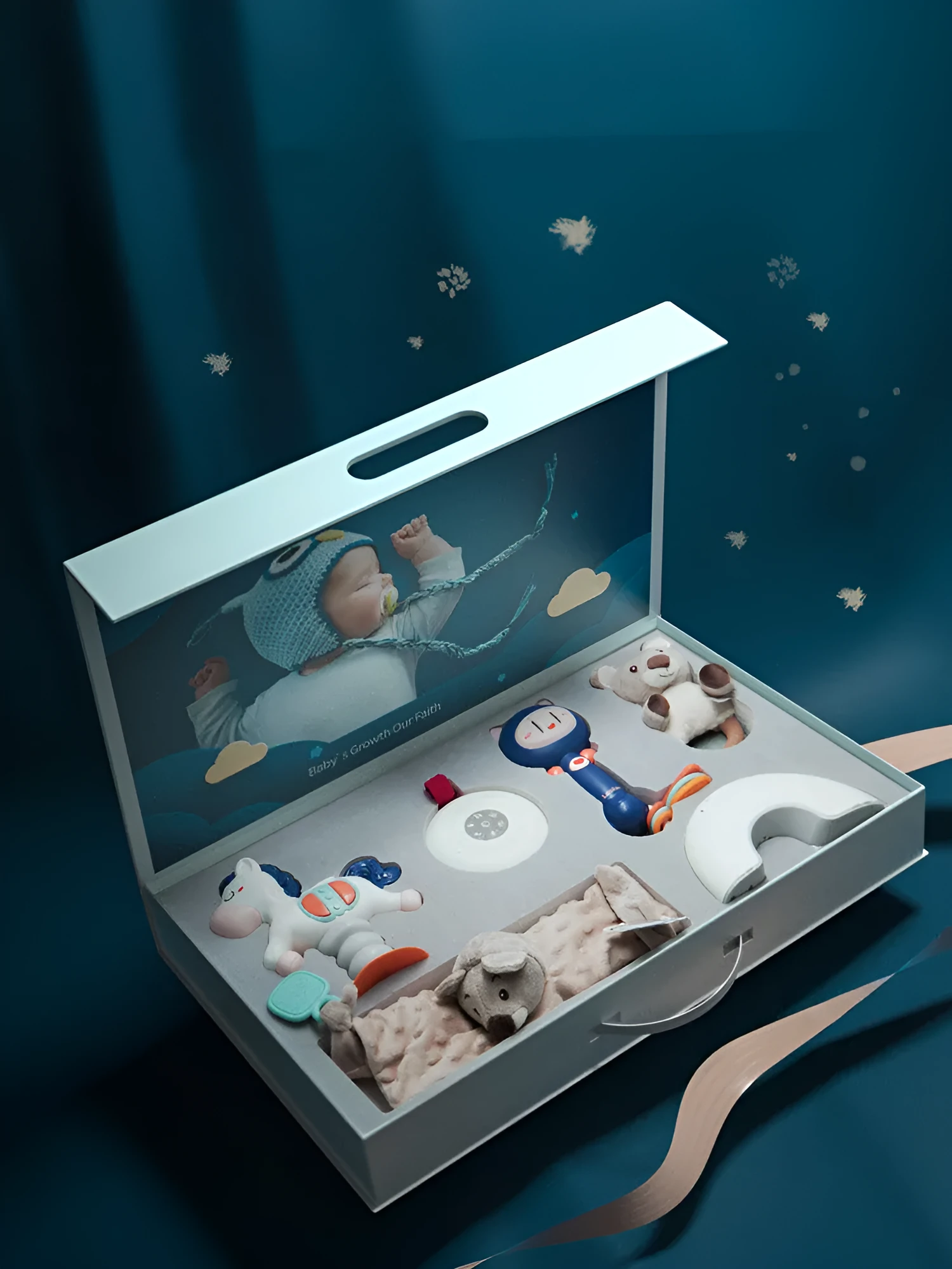 Happy Newborn full moon gift baby toddler birth toy gift set in luxury gift box