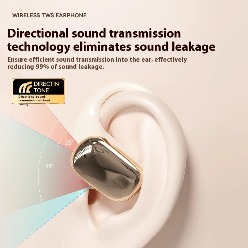 Ear-mounted headphones with digital display screen in black, white, or skin colour options
