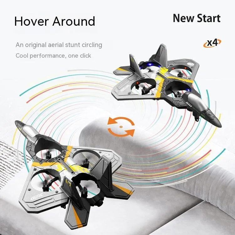 V17 children's remote control fighter drone in blue with foam body and propeller