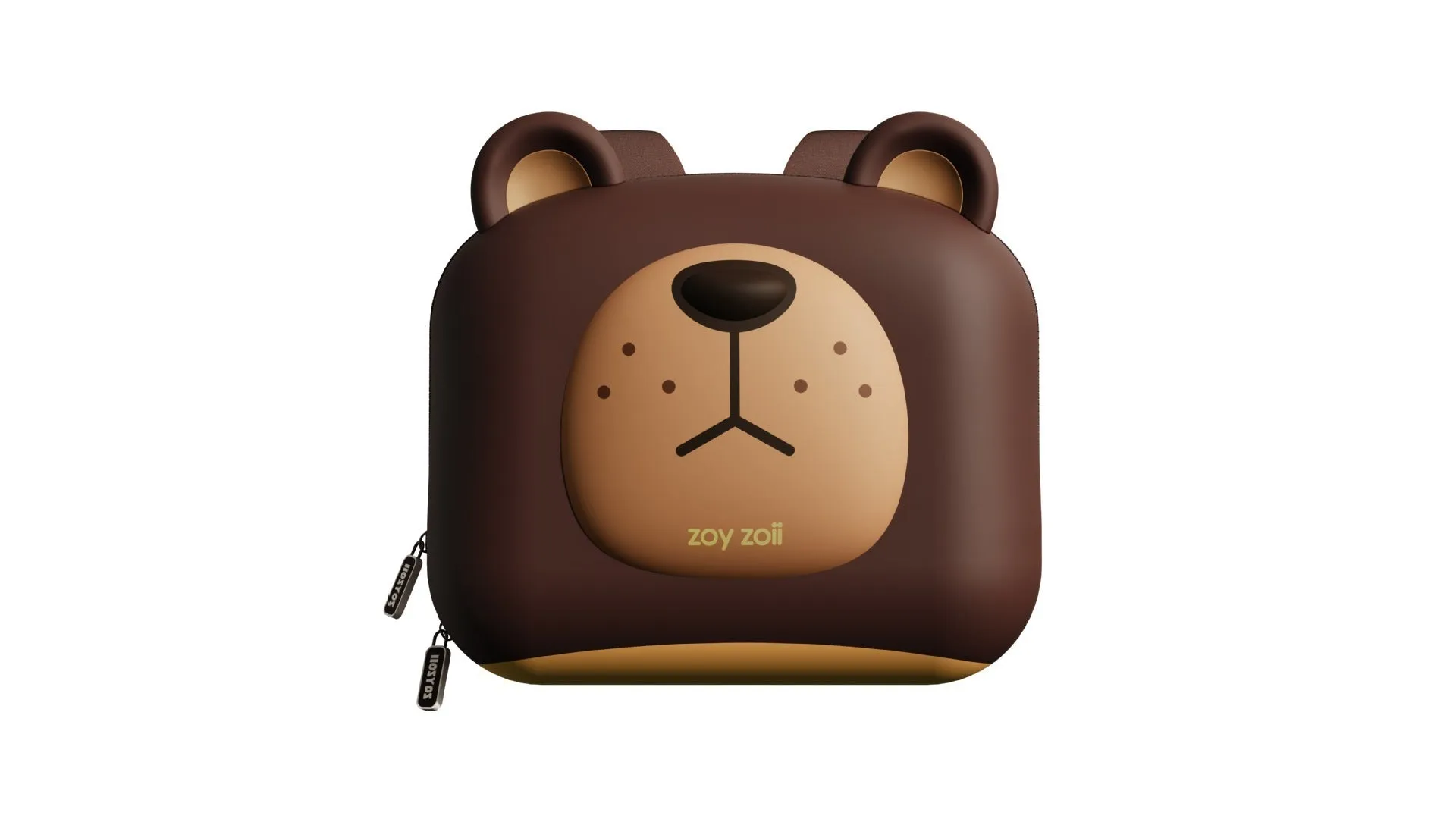 Cartoon bear animal school backpack with EVA spine support and adjustable strap in simple brown bear colour