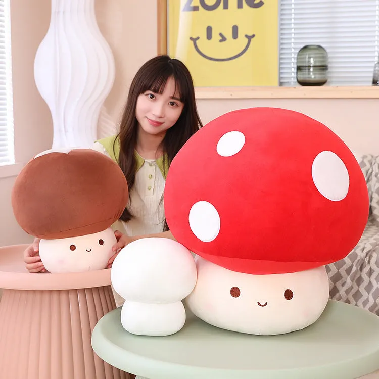 Children's mushroom plush pillow toy made of PP cotton, available in 23cm 30cm 60cm heights and mushroom colours