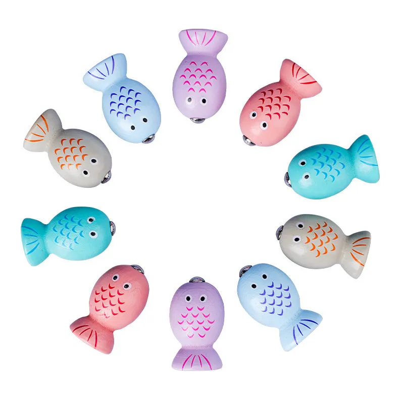 Children's wooden fishing catch insect game brain toy made of pine wood with water-based paint, 18 x 17.5 x 6 cm