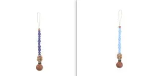 Beech wood clip pacifier chain 29cm length with silicone beads in assorted colours for baby.