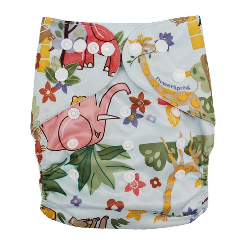 Washable cloth diaper baby polyester waterproof adjustable nappy free size 3-15kg colour N1