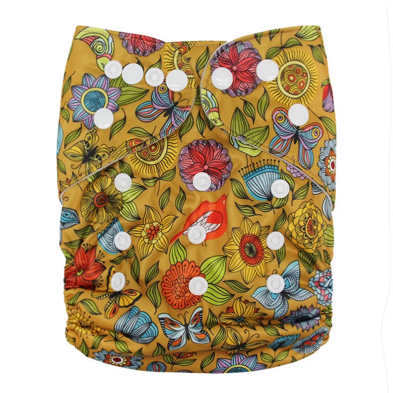 Washable cloth diaper baby polyester waterproof adjustable nappy free size 3-15kg colour N1