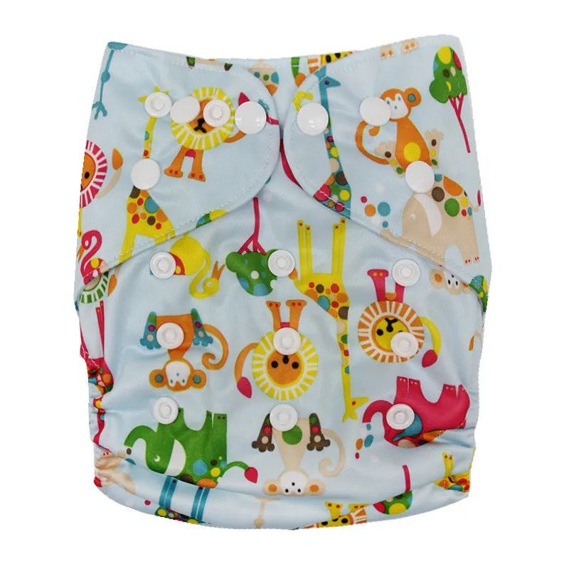 Washable cloth diaper baby polyester waterproof adjustable nappy free size 3-15kg colour N1