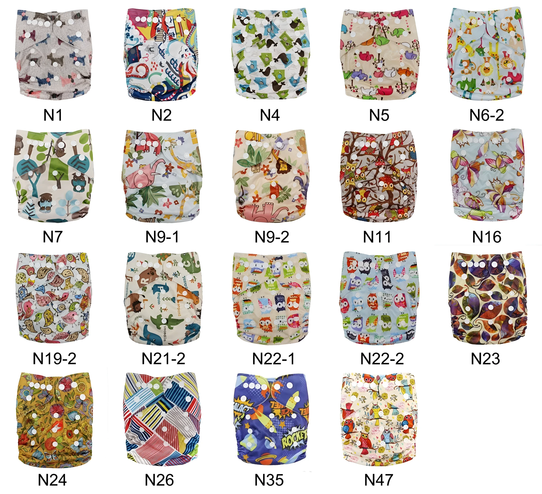 Washable cloth diaper baby polyester waterproof adjustable nappy free size 3-15kg colour N1