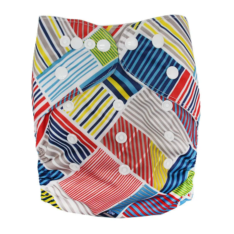 Washable cloth diaper baby polyester waterproof adjustable nappy free size 3-15kg colour N1