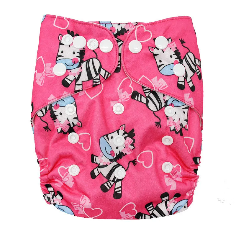 Washable cloth diaper baby polyester waterproof adjustable nappy free size 3-15kg colour N1
