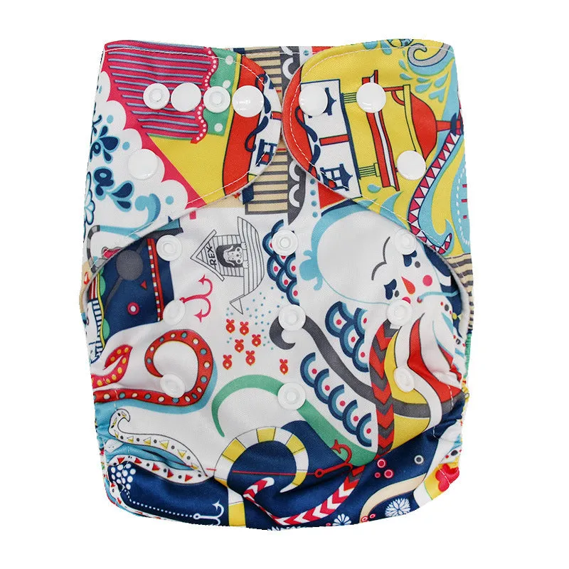 Washable cloth diaper baby polyester waterproof adjustable nappy free size 3-15kg colour N1