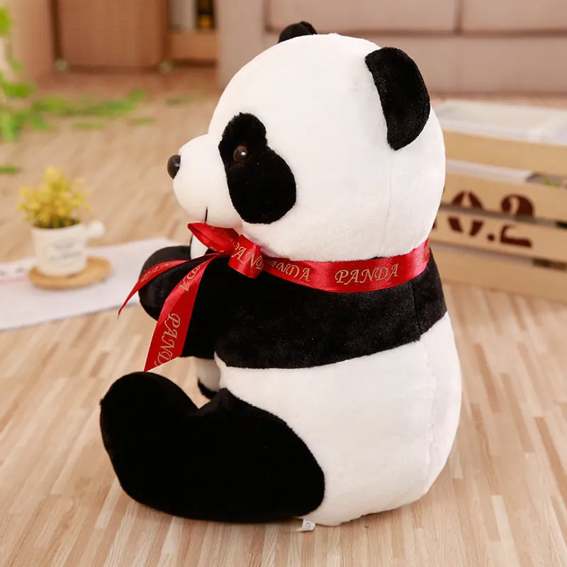 Panda doll plush toy short plush black and white 20cm height static display