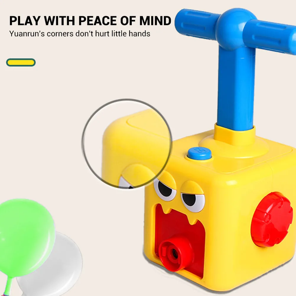 Children's air balloon powered car toy set including 2 cars, 12 balloons, and pump, made from ABS plastic, available in duck upgrade style