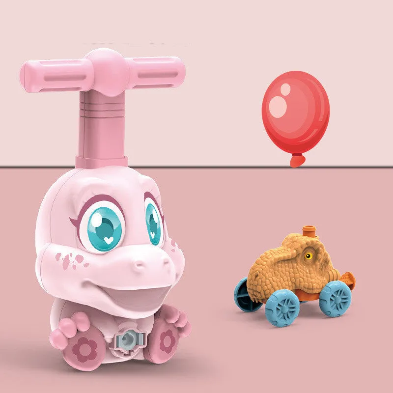 Children inertial power ball car science experiment toy with blue launch pad, ABS plastic, and balloons