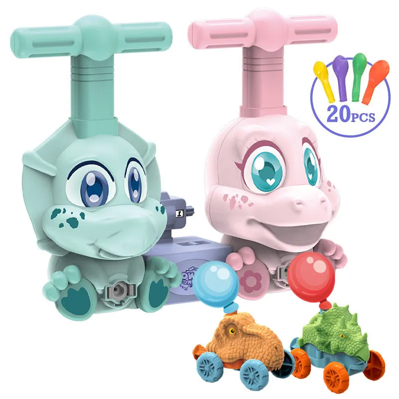 Children inertial power ball car science experiment toy with blue launch pad, ABS plastic, and balloons