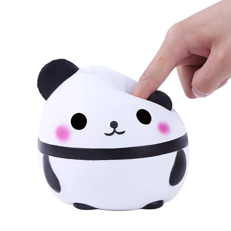 Panda-shaped PU polyurethane decompression toy with pinch music function, packed in OPP bag