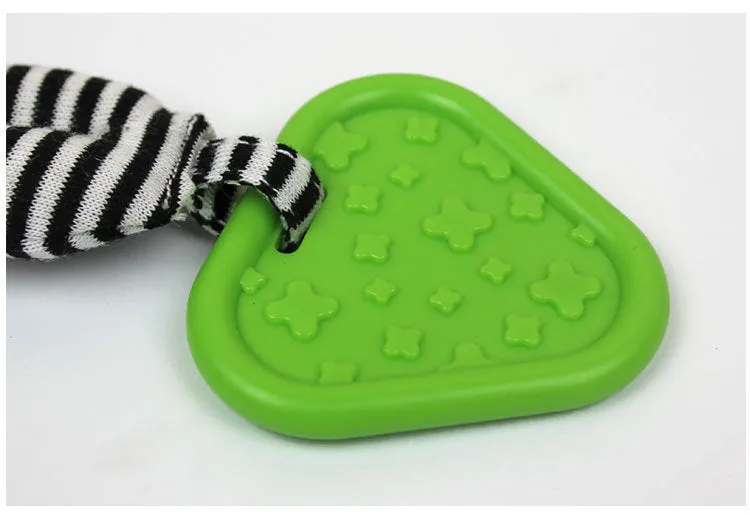 Musical Elephant baby hanging teether toy with tether hook, plush and cotton, 23cm height