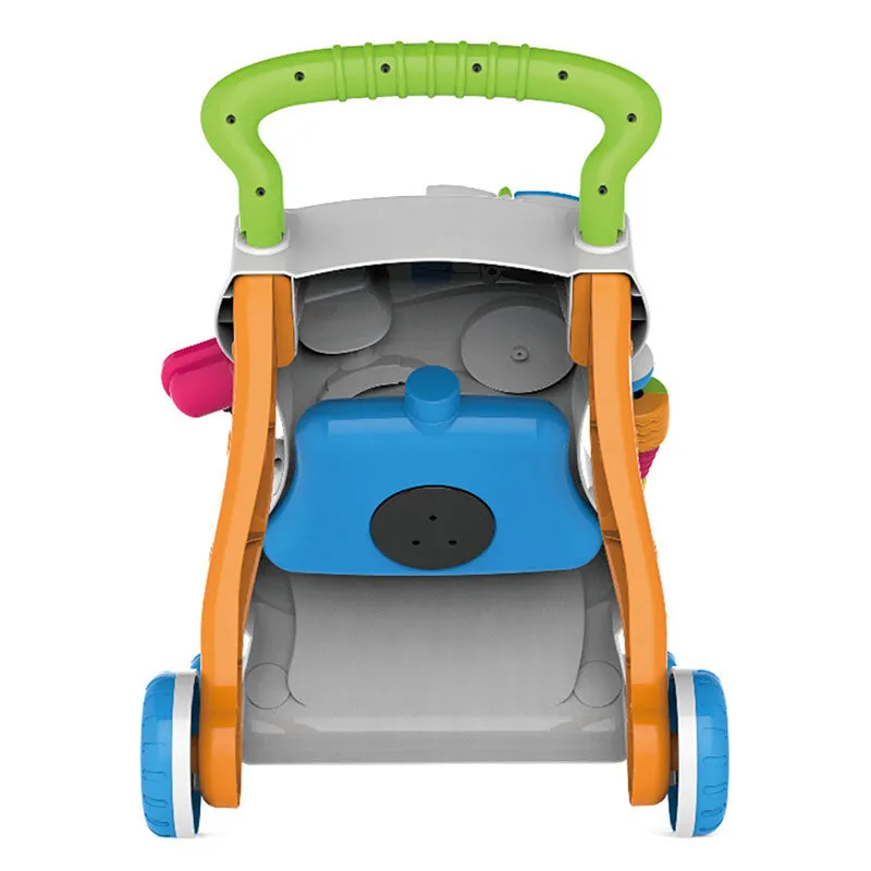 Baby stroller walker toy anti-rollover music for infant toddler learning walking standing in dark green and white