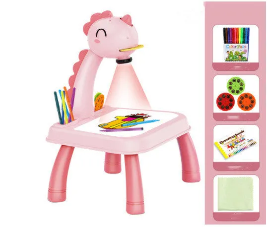 Children's projection drawing board doodle in blue with plastic frame and magnetic artboard