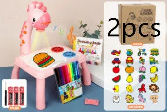 Children's projection drawing board doodle in blue with plastic frame and magnetic artboard