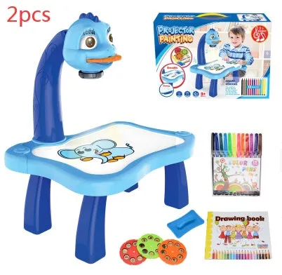 Children's projection drawing board doodle in blue with plastic frame and magnetic artboard